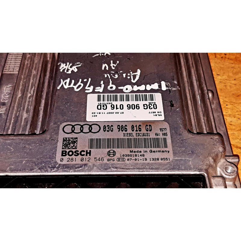 AUDI DZINĒJA VADĪBAS BLOKS 0281012546 – 03G906016GD – BRB – EDC16U31